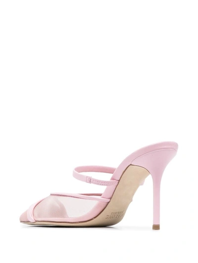 Shop Malone Souliers Clio 85 Lace Detail Leather Mules In Pink