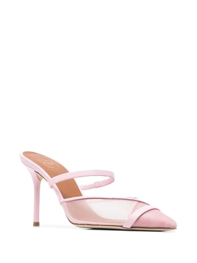 Shop Malone Souliers Clio 85 Lace Detail Leather Mules In Pink