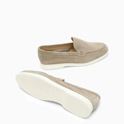 Shop Doucal's Mud Suede Loafers In Brown