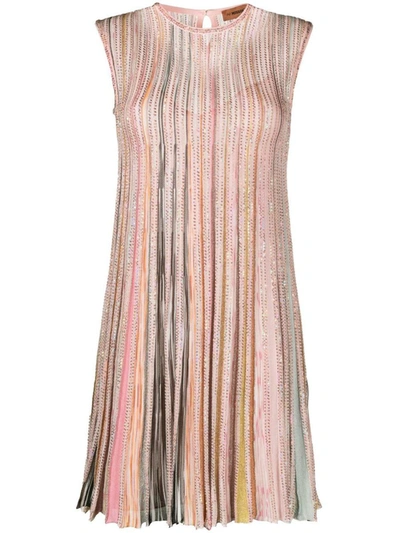 Shop Missoni Sport Pleated Mini Dress In Multicolour