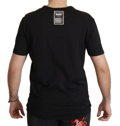 Shop Dolce & Gabbana Black Dg Baroque Cotton Crewneck Men's T-shirt