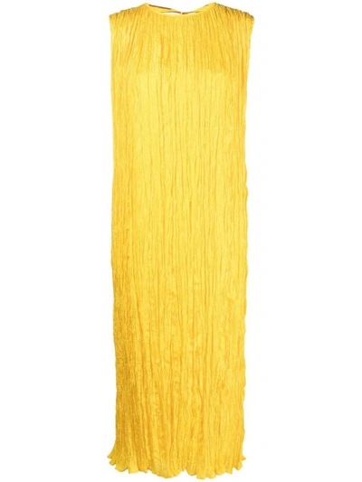 Shop Alysi Long Silk Dress In Yellow