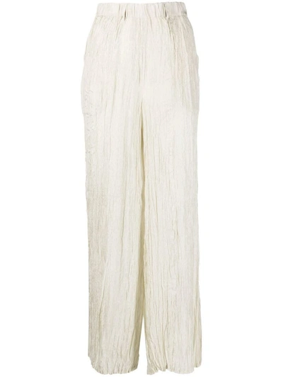 Shop Alysi Wide Leg Silk Trousers In White