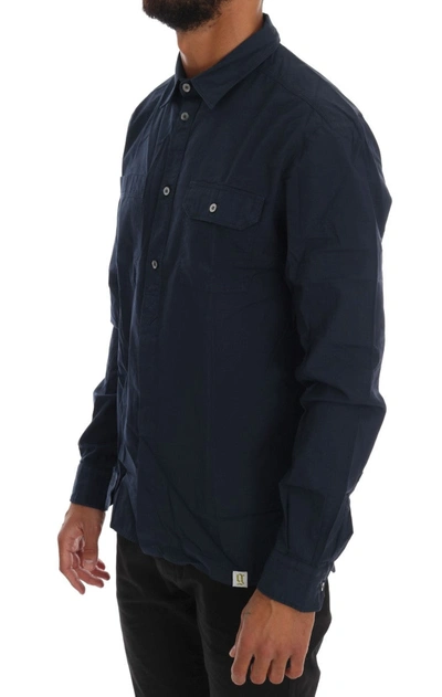 Shop John Galliano Blue Casual Cotton Long Sleeve Men's Shirt