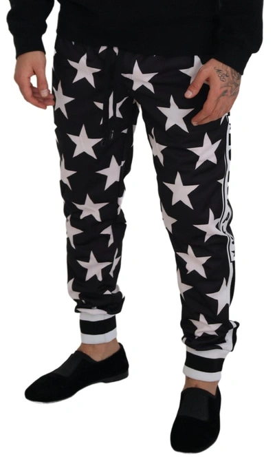 Shop Dolce & Gabbana Black White Star Print Dg Royals Men's Pants