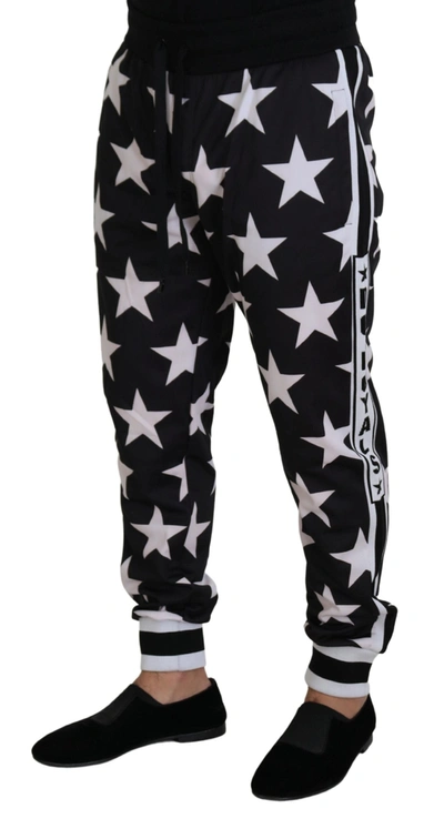 Shop Dolce & Gabbana Black White Star Print Dg Royals Men's Pants