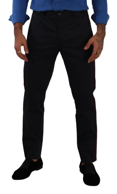 Shop Dolce & Gabbana Chic Slim Fit Chinos Pants In Men's Blue
