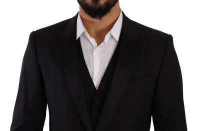 Shop Dolce & Gabbana Elegant Black Three-piece Martini Fit Men's Suit