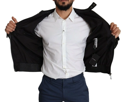 Shop Dolce & Gabbana Black Nylon Full Zip Men Bomber Coat Men's Jacket