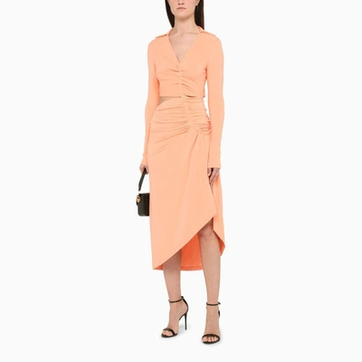 Shop Off-white ™ Peach Midi Dress In Orange