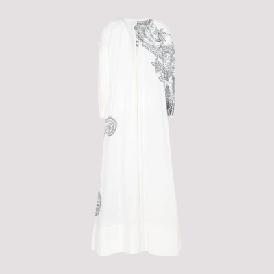Shop Etro Paisley Cotton And Silk Kaftan Dress In Nude &amp; Neutrals