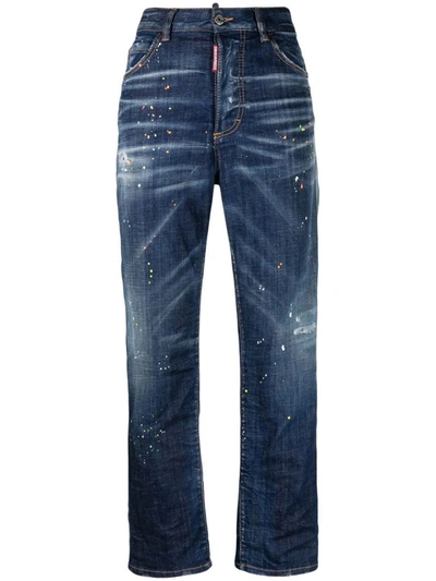 Shop Dsquared2 Jeans In <p>paint-splatter Straight-leg Jeans From  Featuring Stretch-cotton, Stonewashed, Paint Spl