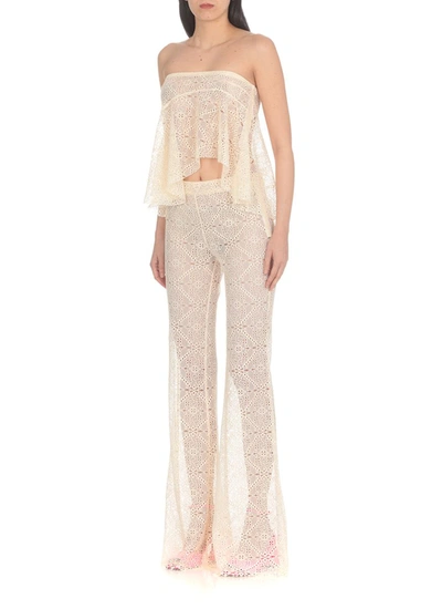 Dsquared2 Laced Super Flared Trousers In White