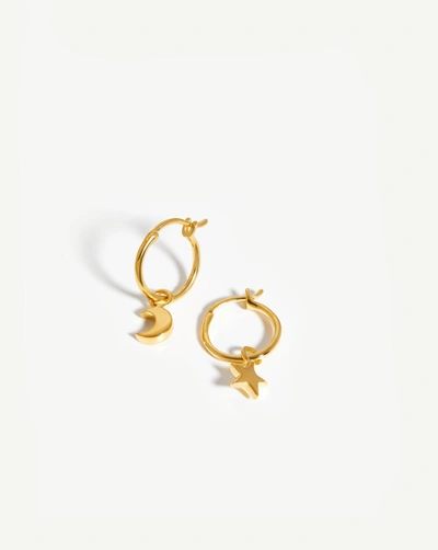 Missoma Mini Star Moon Charm Hoop Earrings 18ct Gold Plated Vermeil |  ModeSens