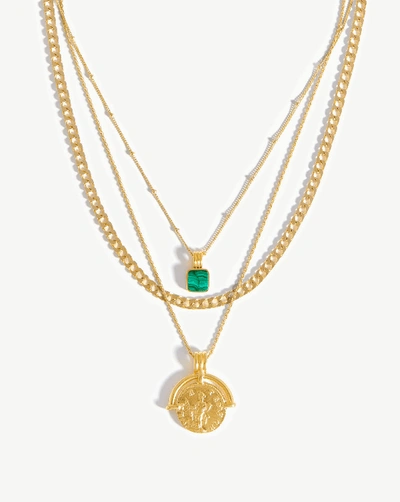 Shop Missoma Lucy Williams Roman Coin Malachite Necklace Set 18ct Gold Plated Vermeil/malachite