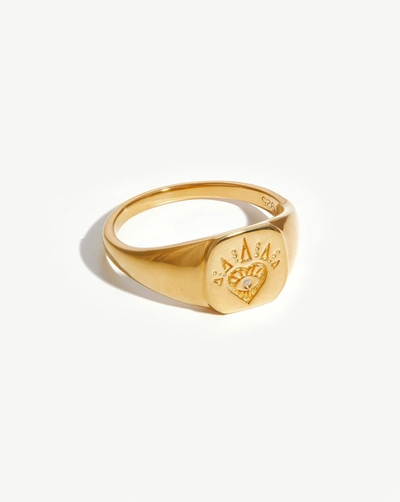 Shop Missoma Open Heart Signet Ring 18ct Gold Plated Vermeil