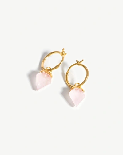Shop Missoma Mini Shield Hoop Earrings 18ct Gold Plated Vermeil/rose Quartz In Gold/red