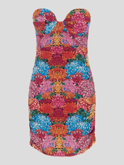 Shop Reina Olga Floral Dress In <p> Mini Dress In Multicolor Polyamide With All-over Floral Motif