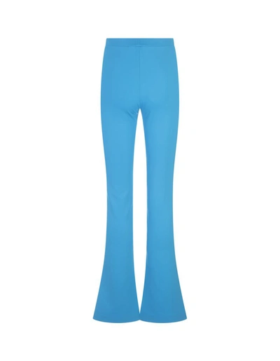 Shop Off-white Flared Trousers With Off Logo In Blue