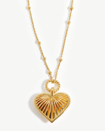 Shop Missoma Ridge Heart Charm Pendant Necklace 18ct Gold Plated