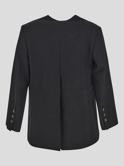 Shop Patou No Collar Double Breasted Jacket In Black