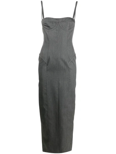 Shop Thom Browne Wool Gabardine Sheath Dress In Grey