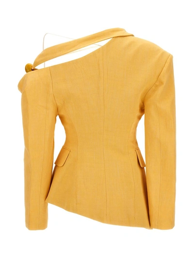 Shop Jacquemus 'baska' Blazer Jacket In Yellow