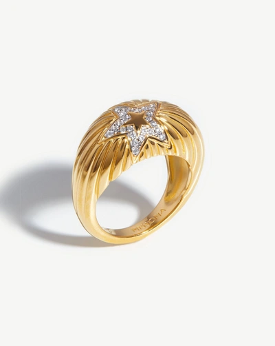 Shop Missoma Celestial Ridge Pave Star Dome Ring 18ct Gold Plated Vermeil/cubic Zirconia