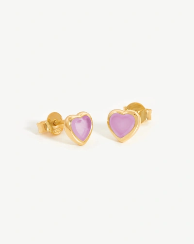 Shop Missoma Jelly Heart Gemstone Stud Earrings 18ct Gold Plated Vermeil/purple Quartz