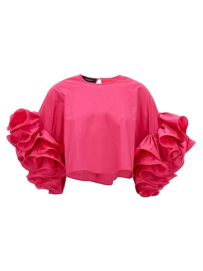 Shop Rochas Pink Sleeve Top In Fuchsia
