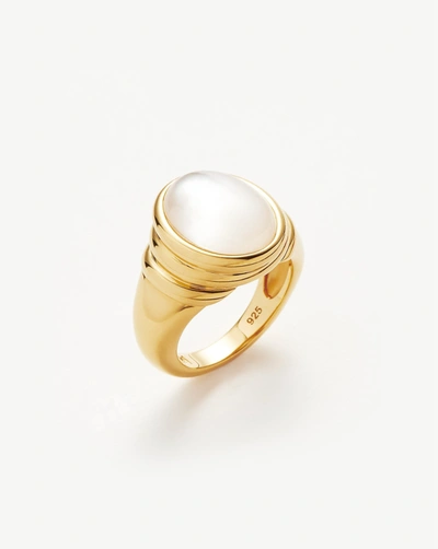 Shop Missoma Savi Ridge Oval Gemstone Chunky Ring 18ct Gold Plated Vermeil/ Mother Of Pearl & Quartz