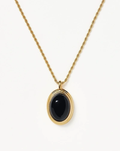Shop Missoma Savi Ridge Oval Gemstone Pendant Necklace 18ct Gold Plated Vermeil/black Onyx