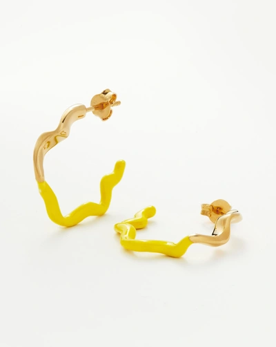 Shop Missoma Squiggle Two Tone Enamel Medium Hoop Earrings 18ct Gold Plated Vermeil/lemon Yellow