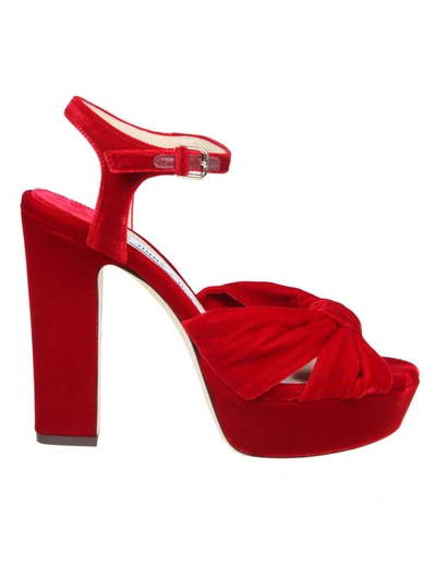 Shop Jimmy Choo Velvet Sandal In Red