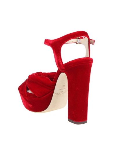 Shop Jimmy Choo Velvet Sandal In Red