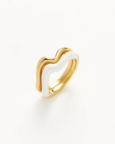 Shop Missoma Squiggle Curve Two Tone Enamel Stacking Ring 18ct Gold Plated Vermeil/bright White Gold/white