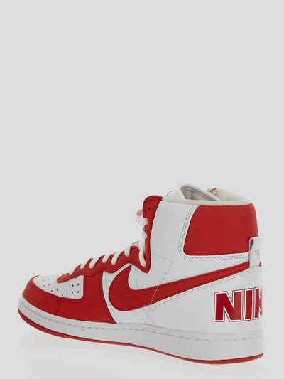 Shop Homme Plus X Nike Sneakers In <p> High Sneaker In Red And White Leather With Openwork Details