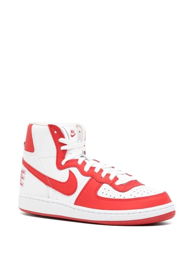 Shop Comme Des Garcons Homme Plus X Nike Comme Des Garçons Homme Plus X Nike Terminator High Top Sneakers In Red