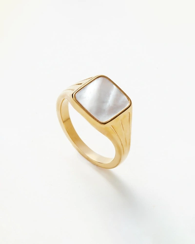 Missoma Lucy Williams Square Signet Ring 18ct Gold Plated Vermeil/mother Of  Pearl | ModeSens