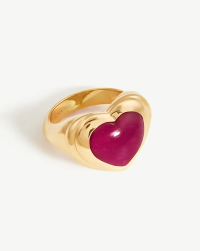 Shop Missoma Jelly Heart Gemstone Ring 18ct Gold Plated/pink Quartz Gold/pink