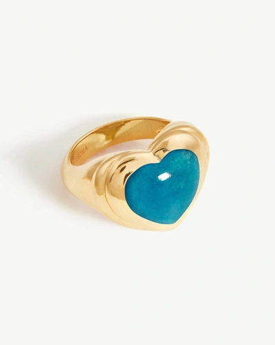 Shop Missoma Jelly Heart Gemstone Ring 18ct Gold Plated/blue Quartz Blue/gold