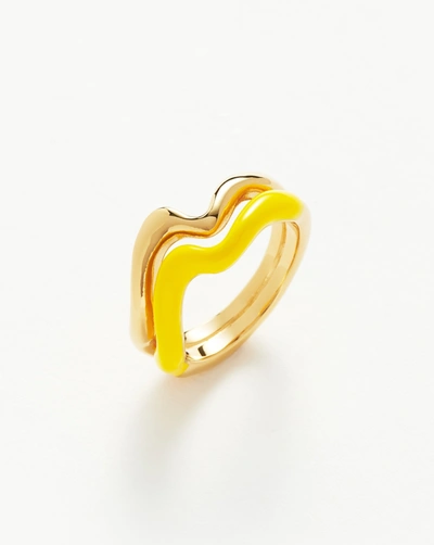 Shop Missoma Squiggle Curve Two Tone Enamel Stacking Ring 18ct Gold Plated Vermeil/lemon Yellow Gold/yellow