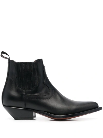 Shop Sonora Hidalgo Leather Western Ankle Boots In Black