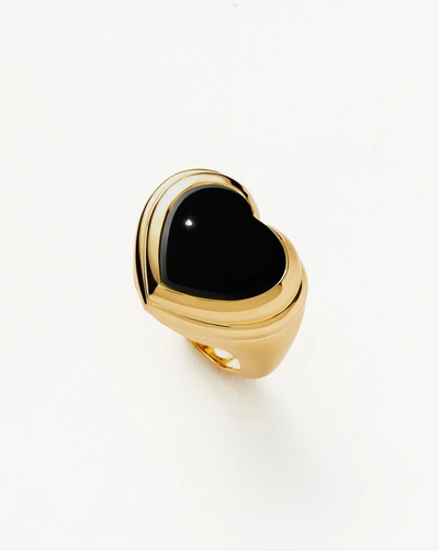 Shop Missoma Jelly Heart Gemstone Ring 18ct Gold Plated/black Onyx Black/gold