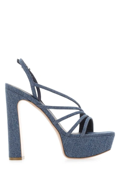 Le Silla 145mm Block Heel Open Toe Sandals In Blue