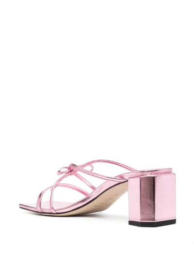 Shop By Far June Metallic Leather Mules In Pink