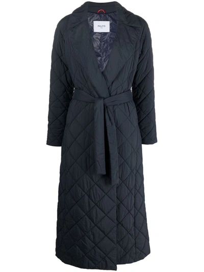 Shop Paltò Wool Blend Single Breasted Long Coat In Blue