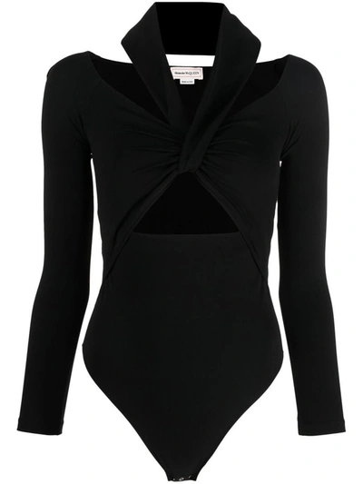 Shop Alexander Mcqueen Cut-out Bodysuit In Black