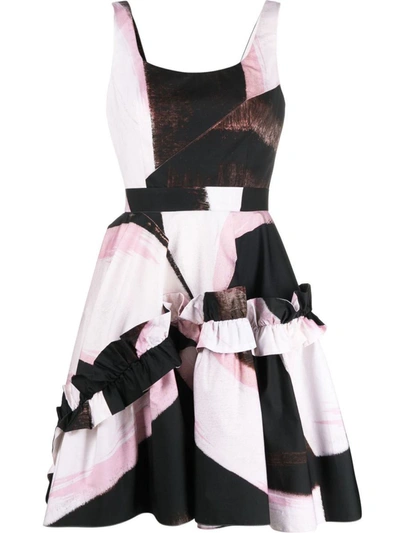 Shop Alexander Mcqueen Printed Mini Dress In Black