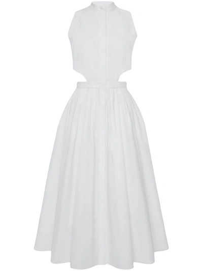 Shop Alexander Mcqueen Organic Cotton Midi Dress In White